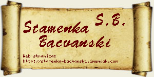 Stamenka Bačvanski vizit kartica